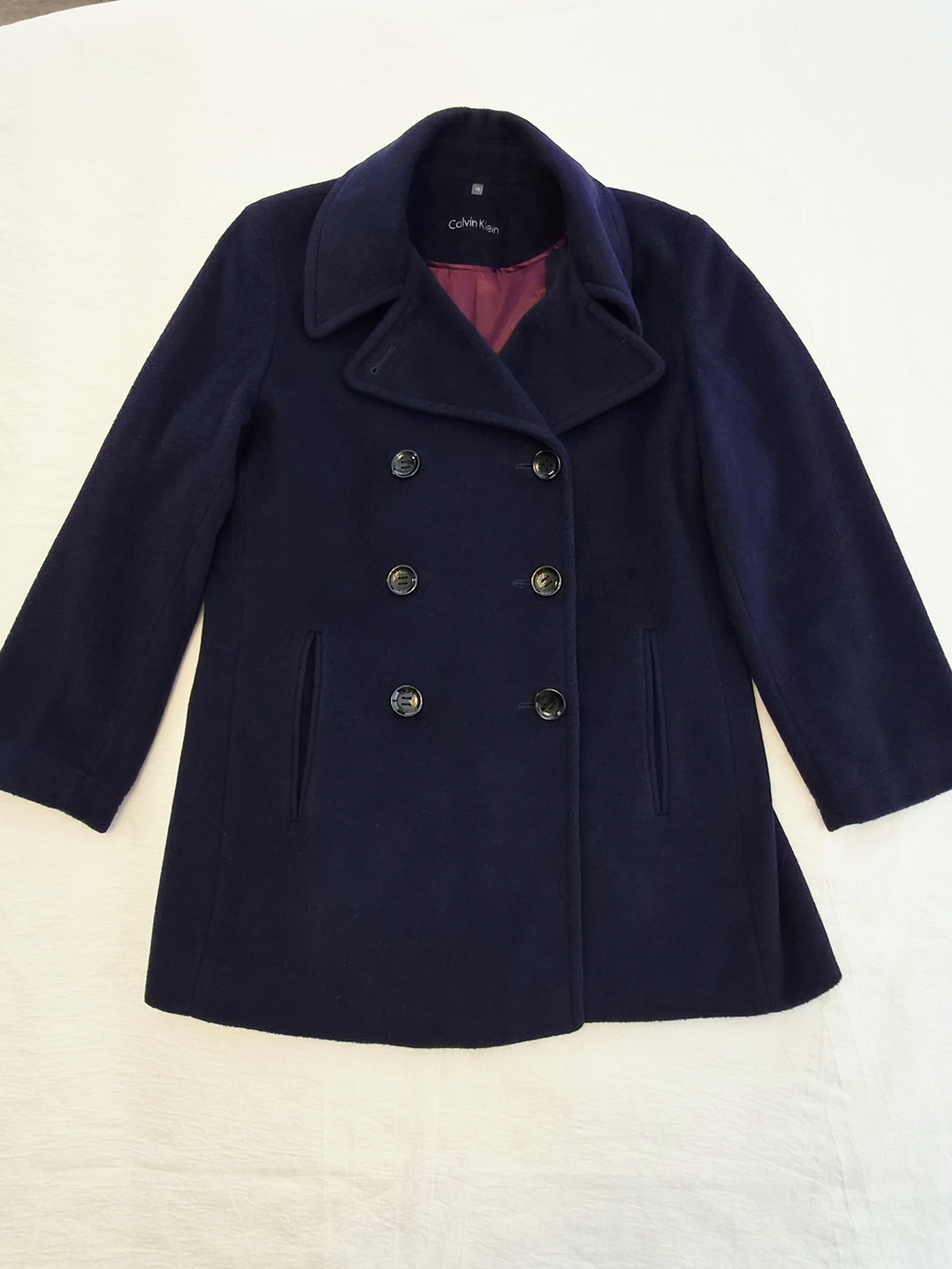 Calvin Klein Women's Navy Double-Breasted Peacoat